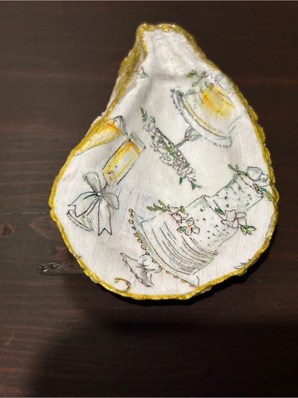 Wedding bridal theme handmade decoupage shells